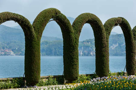 Garden of Villa Pallavicino at Stresa on Lake Maggiore, Piedmont, Italy 17 April 2015の写真素材