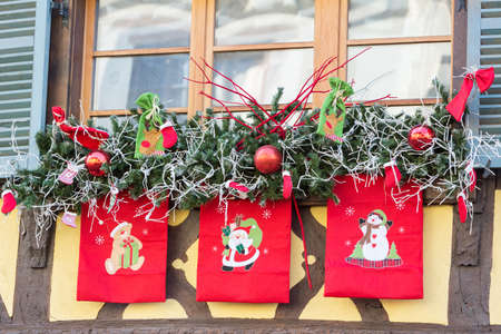Strasboug December 2015 .Christmas decoration in Christmas market, Alsace, France.のeditorial素材
