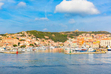 View the marina of  the La Maddalena  from ferry boat, Sardinia, Italy