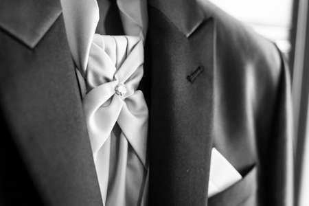 boutonniere in tuxedo lapelの写真素材
