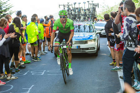 OROPA, ITALY - MAY 20, 2017: Cyclists participate in the 14Â° stage of the Giro d'Italia near the arrival at Oropa, the 100th edition of Giro d'Italia. Tour of Italy.のeditorial素材