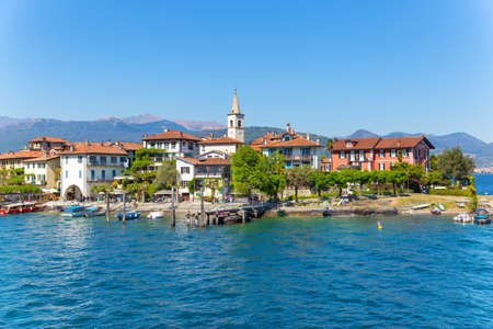 Stresa, Verbania, Italy - April 21, 2017: View of Island Fishermen; it is one of the Borromean Islands of Lake Maggiore in Piedmont of north Italy.のeditorial素材
