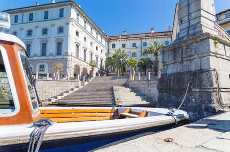 View of Borromeo Palace on Island Bella, Lake Maggiore, Stresa, Italy