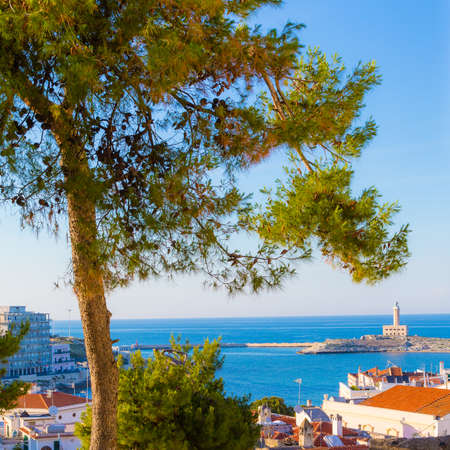 View on the lighthouse of Vieste in Apulia, south Italy の写真素材