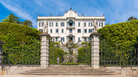 Lake Como, Lombardy, Italy, 11 May 2012. Facade of Villa Carlotta  at Tremezzo on lake Como Italy.のeditorial素材