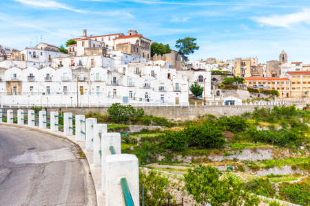 View of Monte Sant'Angelo town,  old village, in Apulia region, Italy.の写真素材