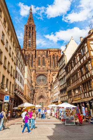 FRANCE, STRASBOURG - 22 June, 2012. View of facade the cathedral of Our Lady in Strasbourg, 22 June, 2012. Franceのeditorial素材