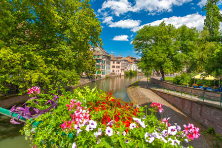22 June 2012. Traditional half-timbered houses in district of the Petite France, Strasbourg, Alsace, Franceのeditorial素材