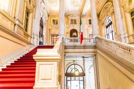 Turin, Piedmont, Italy, 19 August 2017. Interior staircase of Carignano Palace, seat of Museum of the Italian Risorgimento, in center city of Turin, north Italy.
のeditorial素材