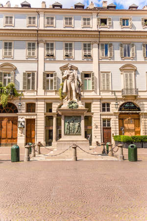 Turin, Italy - 19 August 2017. The statue of Vincenzo Gioberti a famous Italian philosopher, with...