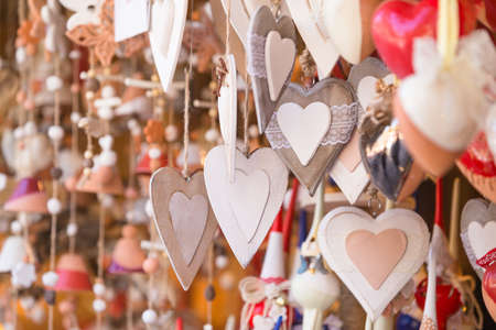 Colorful decorations on the Christmas market in Strasbourgの写真素材