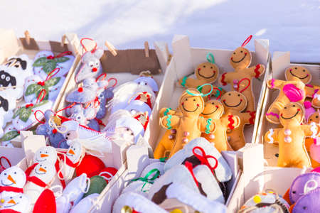 Colorful decorations on the Christmas market in Strasbourgの写真素材