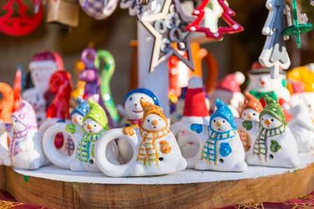 Colorful decorations on the Christmas market in Strasbourgの写真素材