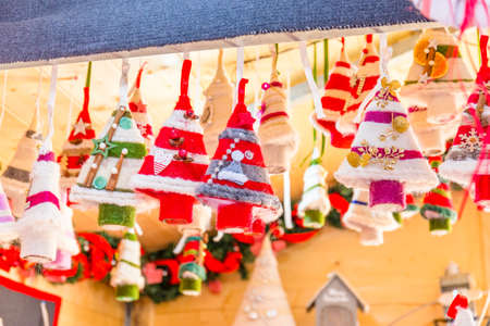 Colorful decorations on the Christmas market in Strasbourgの写真素材