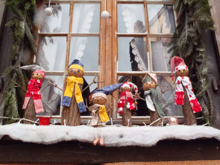 Colorful decorations on the Christmas market in Strasbourgの写真素材