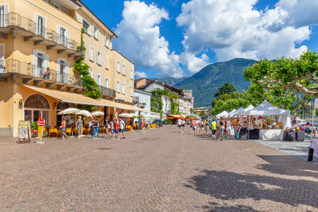 Ascona, Canton Ticino, Switzerland, 09 June 2018. View of Ascona city center, in canton Ticino district , Switzerlandのeditorial素材