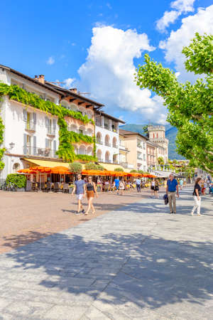 Ascona, Canton Ticino, Switzerland, 09 June 2018. View of Ascona city center, in canton Ticino district , Switzerlandのeditorial素材