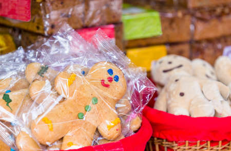 Colorful decorations on the Christmas market in Alsaceの写真素材