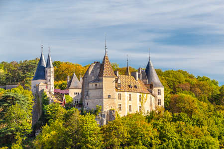 15 September 2019. The historic Ch?teau de la Rochepot in Burgundy, France.のeditorial素材