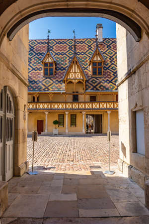 19 September 2019. View of Hospice de Beaune or Hotel Dieu in Burgundy region, Franceのeditorial素材