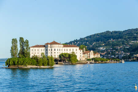 Landscape with Island Bella  on Lake Maggiore , Lombardy, Stresa, Italyのeditorial素材