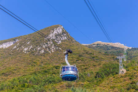 The cableway to Monte Baldo at Lake Garda, Italy.の写真素材