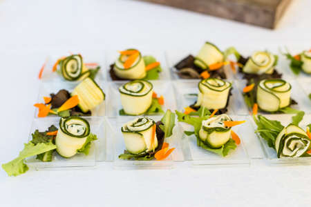 vegetables and cheese assortment appetizers and finger foodの写真素材