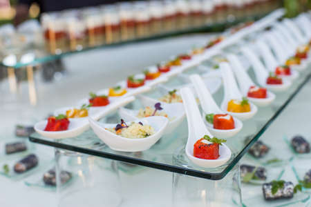 vegetables and cheese assortment appetizers and finger foodの写真素材