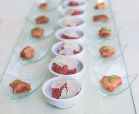 fish and vegetables assortment appetizers and finger foodの写真素材