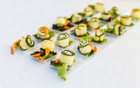 vegetables and cheese assortment appetizers and finger foodの写真素材