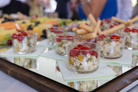 vegetables and cheese assortment appetizers and finger foodの写真素材