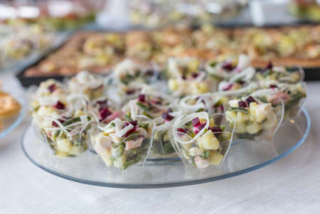 fish and vegetables assortment appetizers and finger foodの写真素材