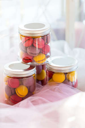 traditional french colorful macaronsの写真素材