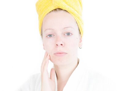 young woman looking natural with towellの写真素材