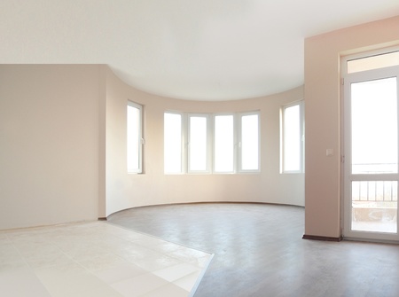 Empty newly painted room in a new constructed buildingの写真素材