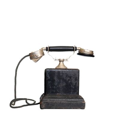 Vintage telephone isolated on white backgroundの写真素材