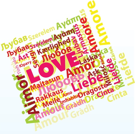 Word love in many different languages のイラスト素材