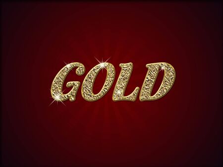 Word gold with gold effect on dark gradient backgroundの写真素材