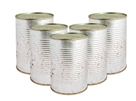 Tin cans isolated on whiteの写真素材