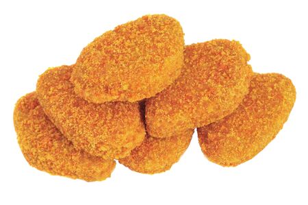 Pile of chicken nuggets isolated on white backgroundの写真素材