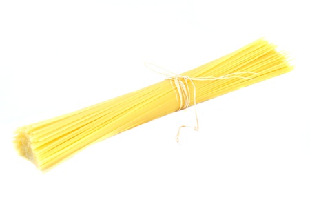 Closeup of spaghetti  on white backgroundの写真素材