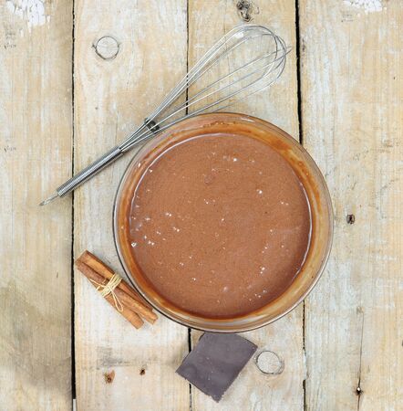 Mixture for cake or cupcakes with cinnamon and chocolateの写真素材