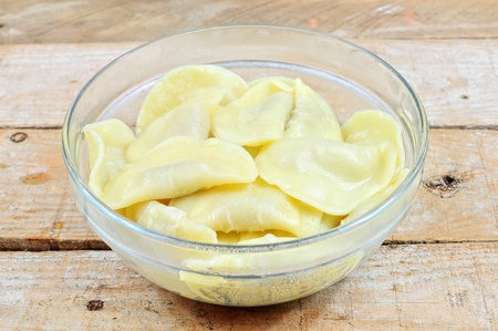 Traditional russian dish pelmeni の写真素材