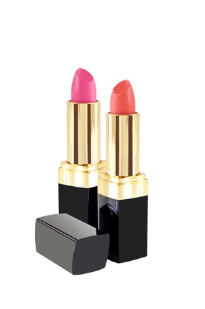 Lipstick in two colors - pink and peachの写真素材