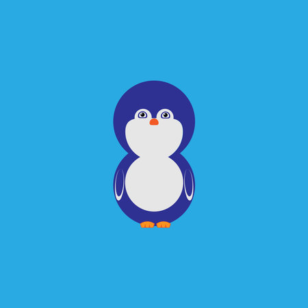 penguin icon. Simple style global warming poster background symbol. Animal store logo design element. T-shirt printing. Vector for stickers.のイラスト素材