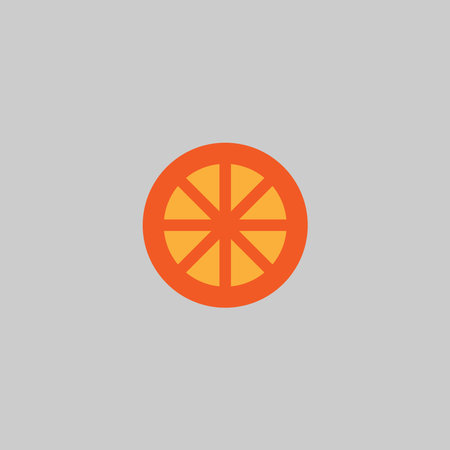 Orange half slice flat icon. Organic nature tropical fruit symbol. logo design elementのイラスト素材