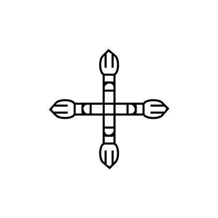 Christian cross line icon. Simple style christian religion poster background symbol. Design element. T-shirt printing. Vector for sticker.のイラスト素材