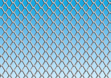 Chain link fence with blue sky background; vectorのイラスト素材