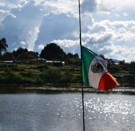 Mexican Flag by Lake