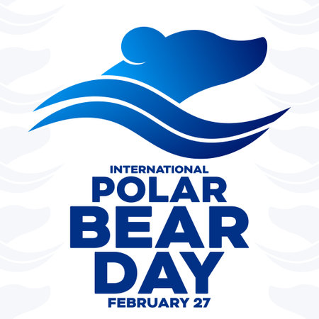 International Polar Bear Day. February 27. Vector illustration. Holiday poster.のイラスト素材